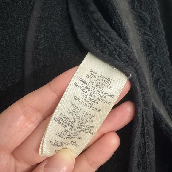 Rebecca Taylor Black Blazer Moto Jacket Lamb Leather Sleeves Work Fringe Sz 2 - Picture 4 of 7